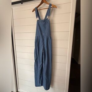 Denim Lightweight Wide Leg Overalls Women’s Size Large